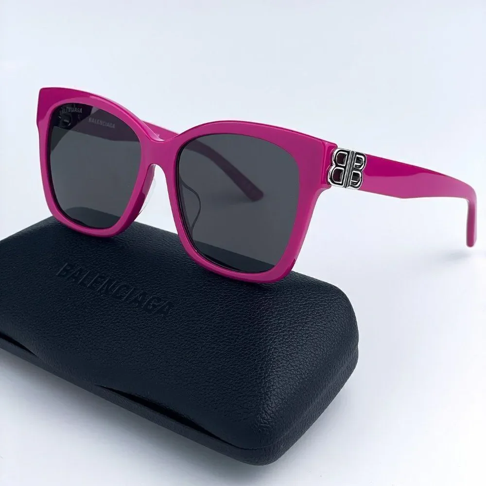 SALE! NEW Balenciaga BB0102SA 013 Fuchsia Pink Grey Square Women Sunglasses